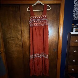 NATURAL LIFE Terracotta Maxi embroidered jumpsuit